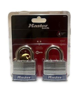 Master Lock 5TPF Keyed-Alike Laminated Pin Tumbler Padlocks, 1-inch Loop 2-Pack