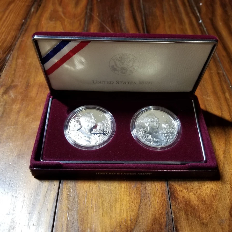 1999 P Dolley Madison Proof Commemorative Silver Dollars Set (2) W/COA 90s FIS - Image 3 of 4