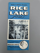 1974 RICE LAKE Wisconsin MAP Tourism BROCHURE Vintage