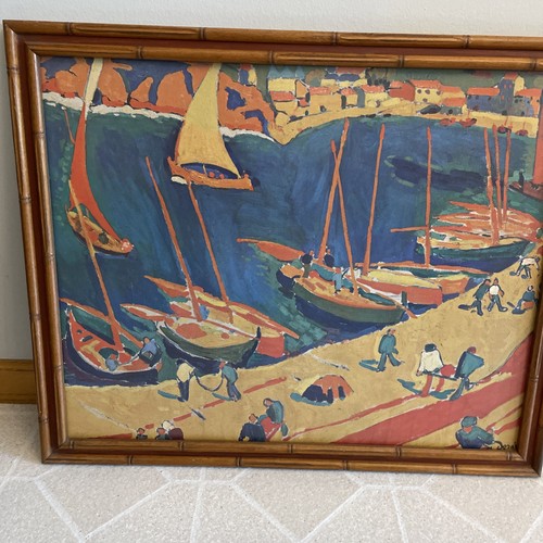Vintage Andre Derain “The Fishing Port” Painting Reproduction Framed 20x24”