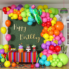 176Pcs Mexican Fiesta Balloon Garland Arch Kit with Yellow Hot Pink Lime Green O