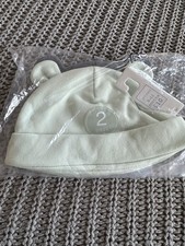 BNWT Next Baby Mint Green  Grey Bear Ear 2 Pack Hats Size 6-12 RRP  10
