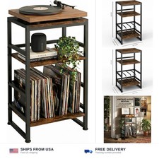 Record Player Stand,3-Tier Record Player Table with U-Shaped Vinyl Storage Up...