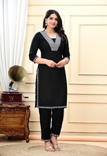 Indian Embroidered Kurti Pant Set for Women's Bollywood Kurta Palazzo Co-Ord-Set