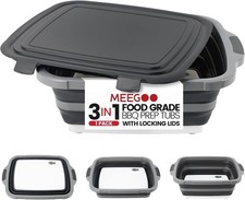BBQ Prep Tub,16L Collapsible Cutting Board with Locking Lid for BBQ  Foldable