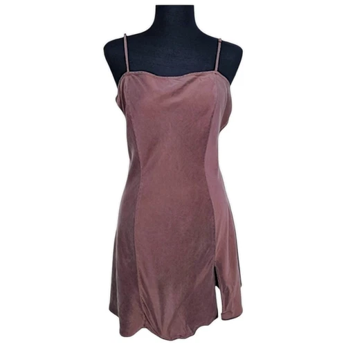 UNDERCOVER Y2K Victoria's Secret mini abito slip seta anni 90 taglia grande marrone raso lucido