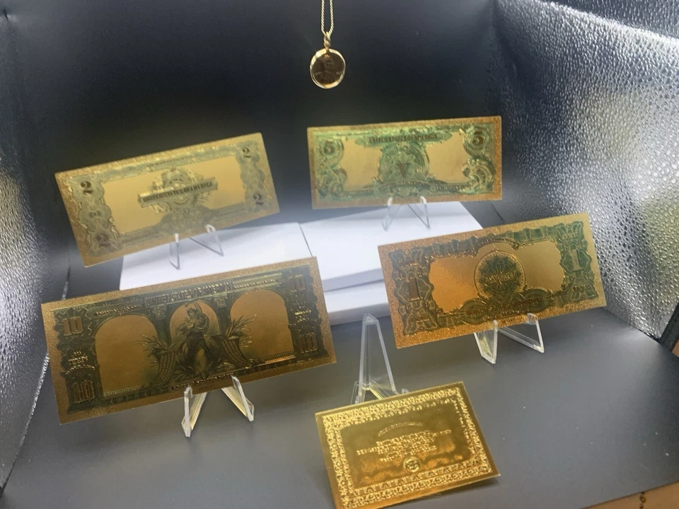 4PC MINT Banknote W/COA Lot💵GOLD 1899 $10 Bison&$1 Eagle Rep*Notes+ PennyN More - Image 4 of 4