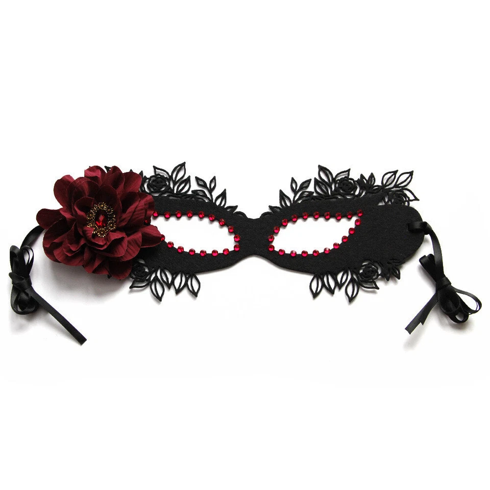 Lace Masquerade Eye Mask BLACK Gothic Fancy Dress Ladies Hen Party Halloween / - Image 4 of 4
