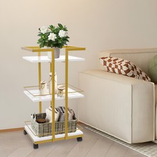 3-Tier Rolling Metal Utility Cart with Lockable Wheels, 55lbs Capacity Mobile