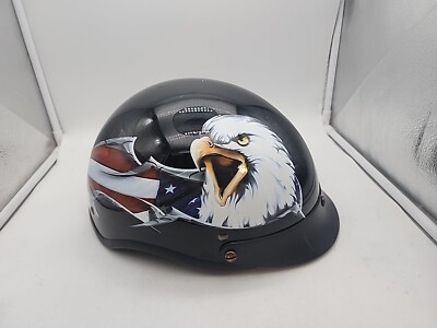 V5 VCAN MOTORCYCLE HELMET GLOSS BLACK EAGLE FLAG XL  61-62 CM