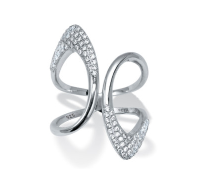 0.46 TCW ROUND CZ OPEN LOOP STERLING SILVER RING SIZE 6 7 8 9 10