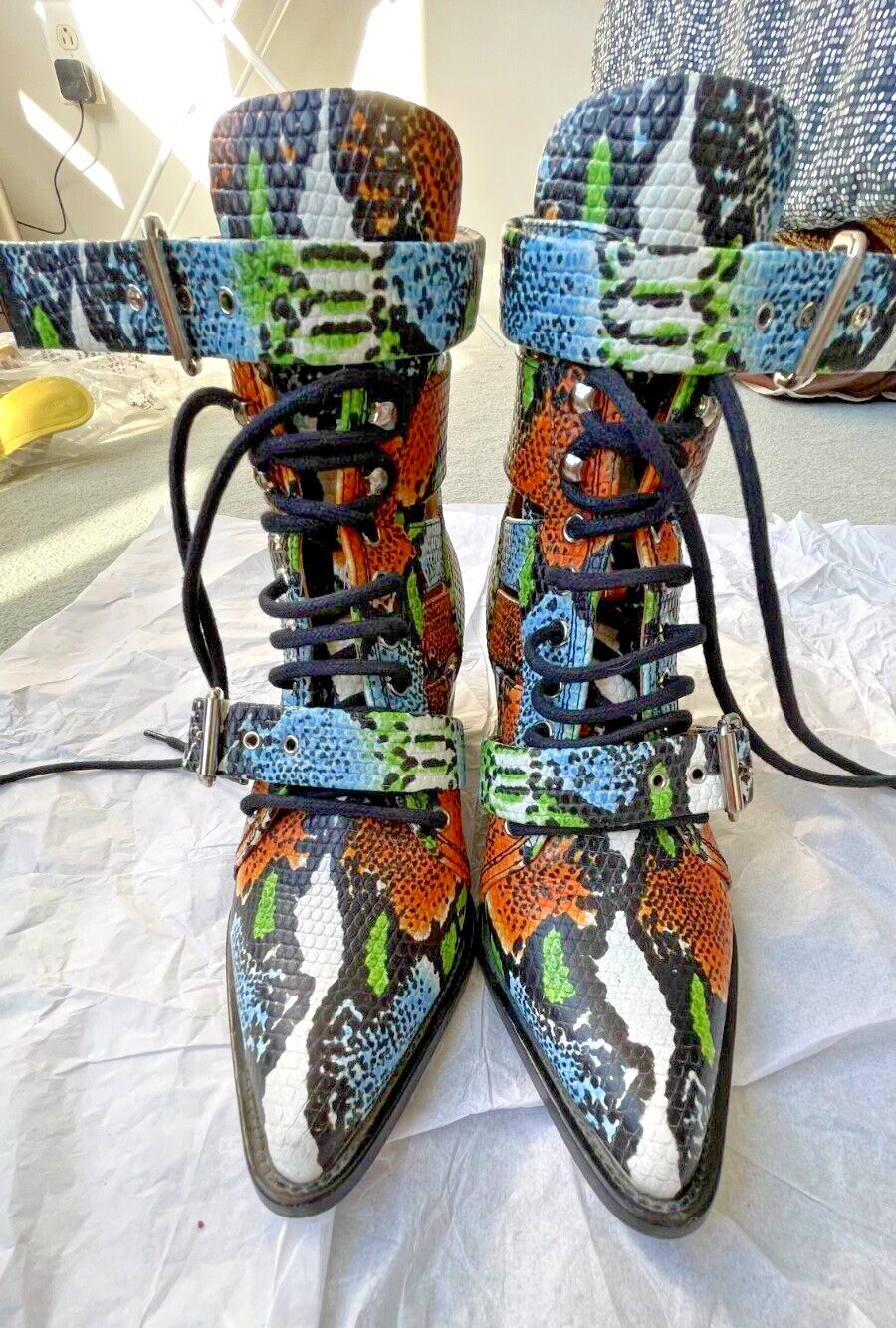 Chloé Rylee Multicolor Python Print Medium Ankle … - image 3