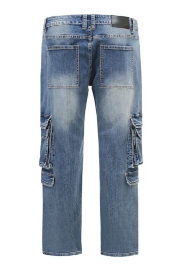 シ*ン様 Blue Jean Baggy Denim Cargo Pants - Victorious Men's Multi 3D Cargo Pockets Comfortable Baggy Fit