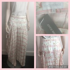 JOYCE RIDINGS Oatmeal Floral Print Linen  long skirt size 16 BNWT