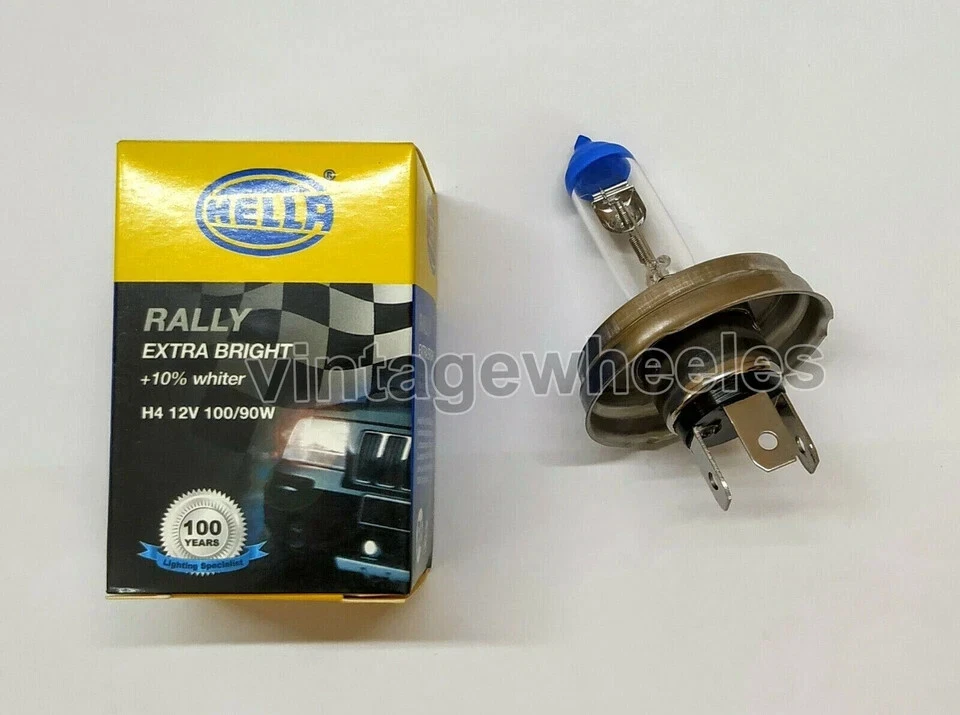 HELLA RALLY EXTRA BRIGHT H4 XENON HEADLIGHT BULB 12V 100/90W P45t FOR CARS BIK - Image 2 of 4