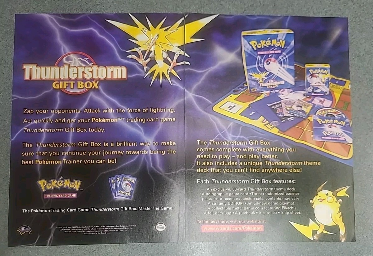 雨*田様 ポケモンカードコレクションセット Pokémon TCG Zapdos Thunderstorm Gift Box Print Ad 2000 16x11 Great