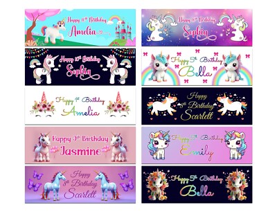 Personalisierte Geburtstagsbanner Einhorn Design Kinder Kids Party Deko 378