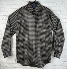 Sir Pendleton Shirt Men's Medium Brown Plaid Virgin Wool Long Sleeve Button Down