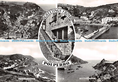 D071787 Gruß von Polperro. Gesamtansicht. Hafen. Muschelhaus. Harve