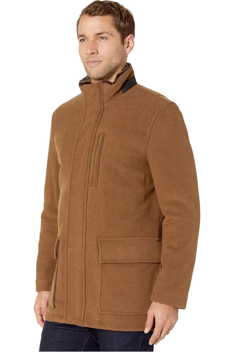 Cole Haan Signature Mens Wool Blend Stand Collar Jacket X Large