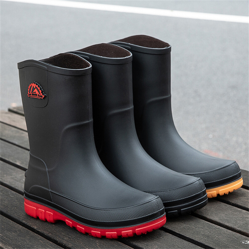 Mens Rain Boots Waterproof Garden Shoes Men's Work Lightweight Slip On