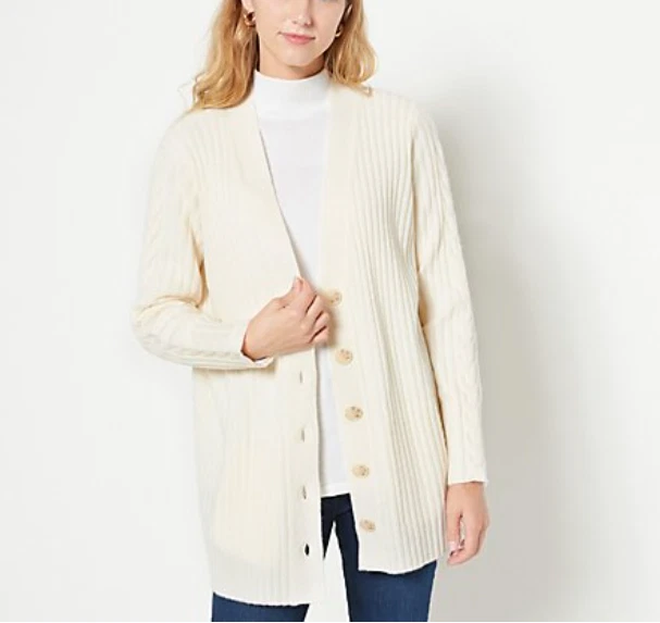 Cream ribbed shop cardigan