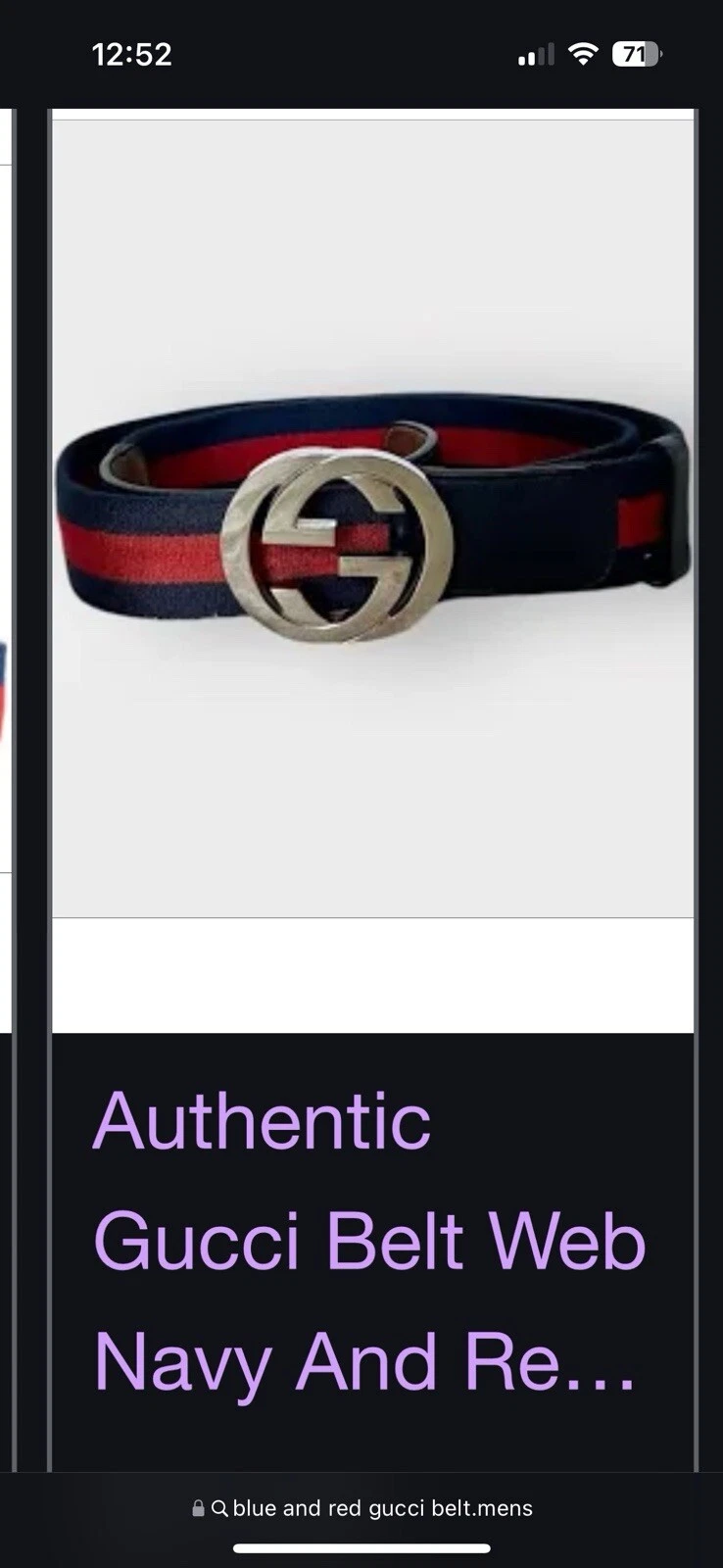 Authentique ceinture Gucci rouge et bleue taille 30 32 homme.