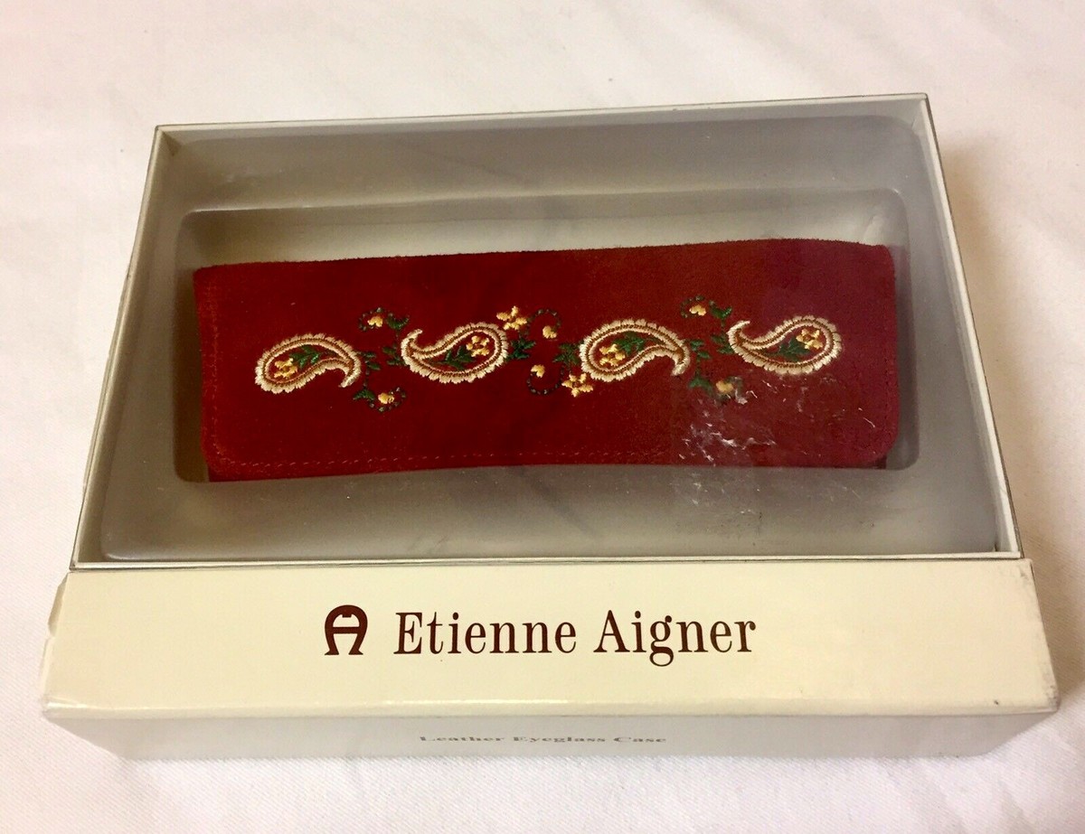 NEW Etienne Aigner Leather Double Zip Eye Glasses Case New Etienne Aigner Hard Shell Red Suede Leather Eyeglass  main image 3