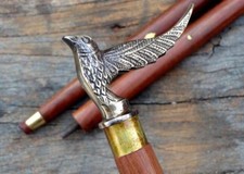 Vintage Style Brass Bird Head Handle Antique Victorian Walking Stick Wooden Cane