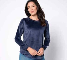 Belle by Kim Gravel Belleour Raglan Sweatshirt Twilight Blue Size S A624579
