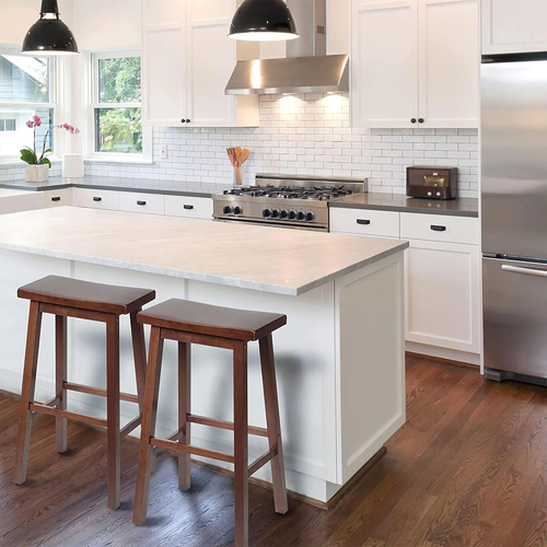 Classic Saddle-Seat 24" Tall Kitchen Counter Stools for Homes, Dining Spaces, an - Picture 2 of 7