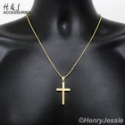 20"Stainless Steel 1.5mm Gold Plated Rope Chain Necklace Simple Cross Pendant*GP