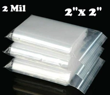 2"x 2" ZIP SEAL BAGS CLEAR 2 MIL PLASTIC RECLOSABLE LOCK MINI BAGGIES 2MIL