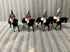 Vintage Miniature Britains lot of 4 Die Cast Iron Scale Figures Horses Soldiers