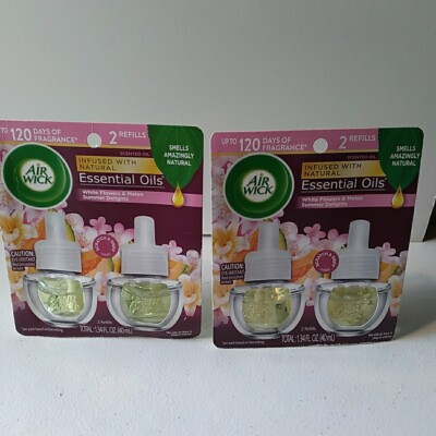 2 Air Wick White Flowers & Melon Essential Oil Refills 2 Per pack.