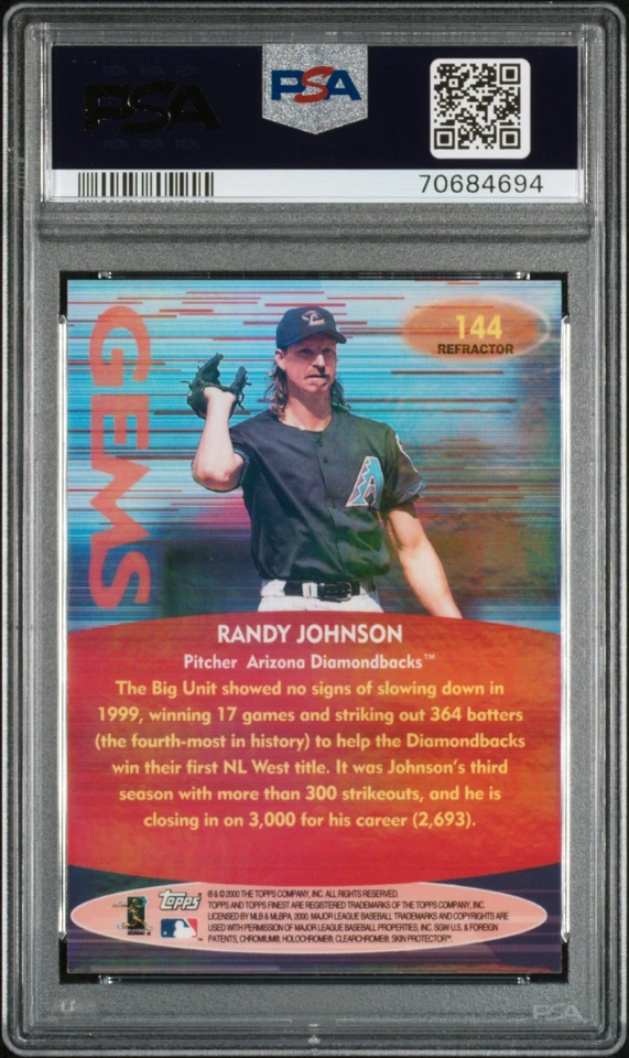 2000 FINEST REFRACTOR #144 RANDY JOHNSON PSA 9 - Image 2 of 2