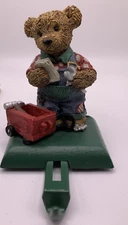 Vtg Potpourri Press Handyman Bear with wagon Stocking hanger adjustable