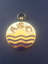 Vintage 1947 unknown Silver Enamel Swimming Sunshine Club Medal Fob ASC C Triggs