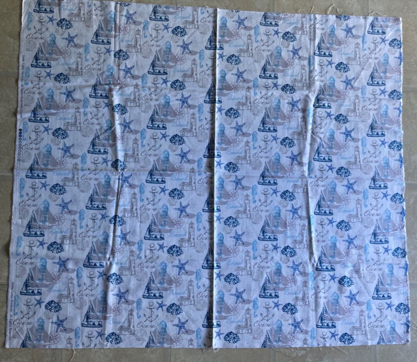 Medium Weight Cotton Beach Shore Fabric for Quilting & Crafts 38x44 New