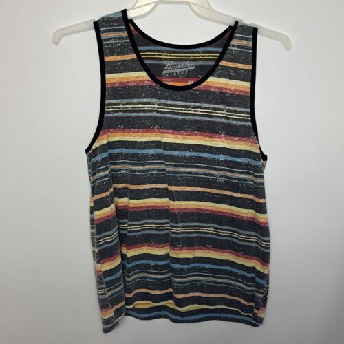 Brooklyn Cloth Mens Striped Tank Top Medium Colorful Sleeveless Scoop Neck VGCon - Picture 1 of 9