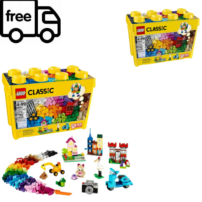 LEGO Classic Large Creative Brick Box 10698 Building Toy Set for Back to School,