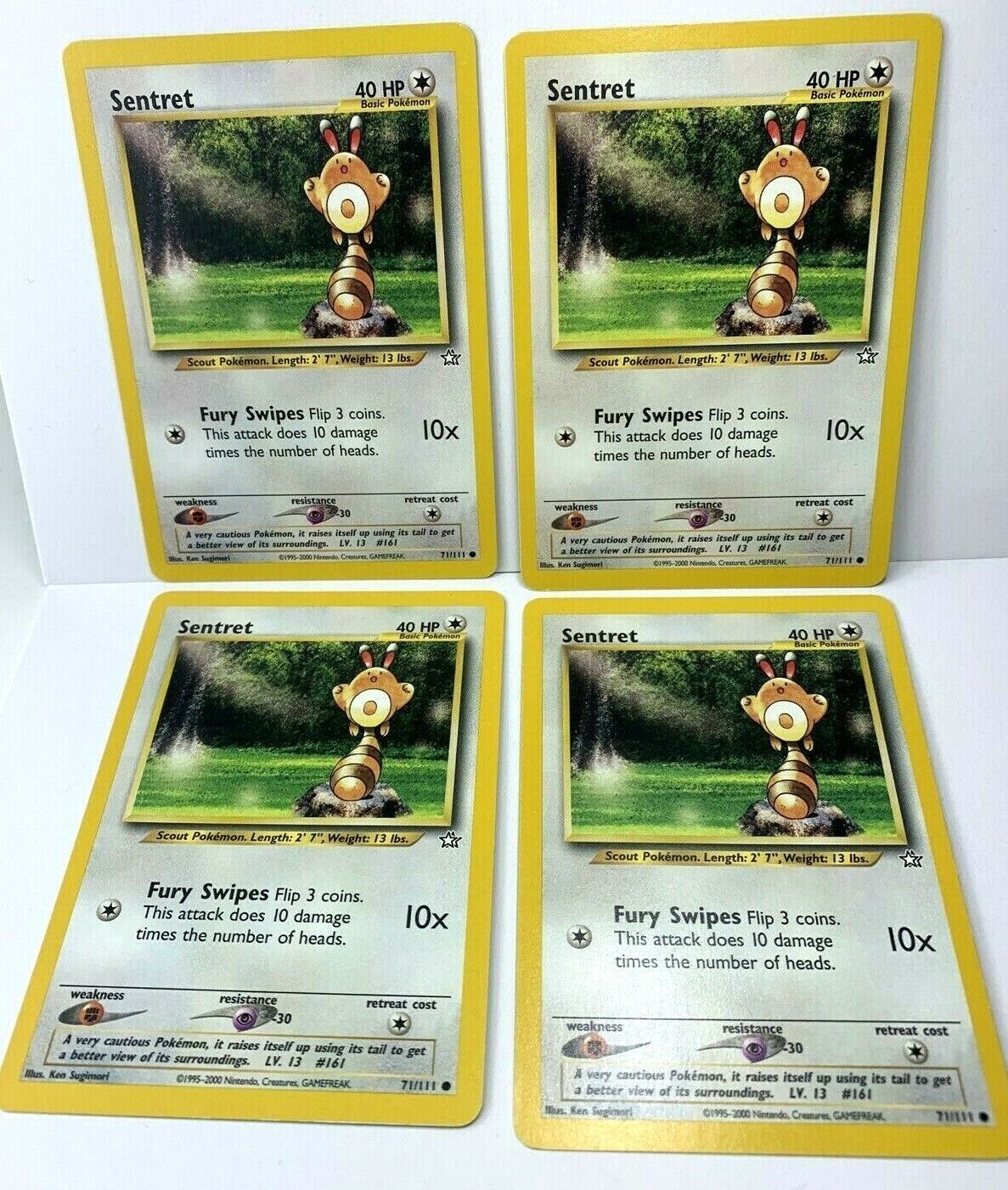 4x Sentret 71/111 Neo Genesis Set Common Pokemon Card Unlimited
