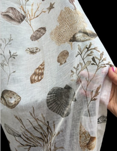 Chapel Hill By Croscil Golden Beige Sheer Seaside Shower Curtain Beach Seashells - 第 5/6 張圖片