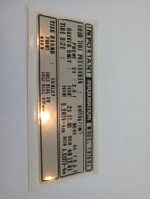 HONDA CB750K. TYRE PRESSURE. WARNING STICKER. NEW.