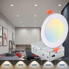 12 Pack 4 Inch Recessed 5CCT Ceiling Panel Light LED Downlight with Junction Box