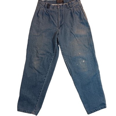 Original Bugle Boy Vintage Jeans 32X29 Blue Fade Pleated Skate Y2K Paint Grunge