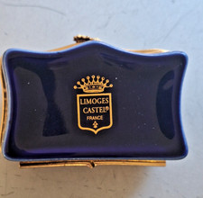 BOÎTE À BIJOUX en porcelaine bleue ronde diam 9cm - décor Fragonard EUR