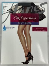 New Hanes Silk Reflections Silky Sheer Control Top Sheer Toe Jet Size CD