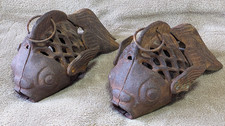 2 Vintage Heavy Cast Iron Koi Fish Goldfish G...