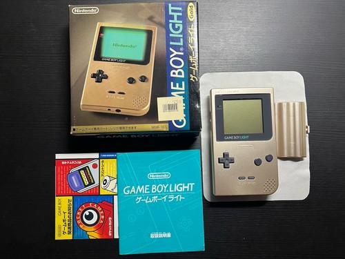 Nintendo Game Boy Light Gold Console MGB-101 Working With Box Manual